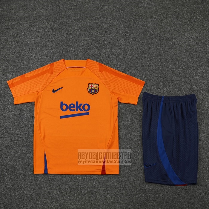 Chandal del Barcelona Manga Corta 2022-2023 Naranja - Pantalon Corto